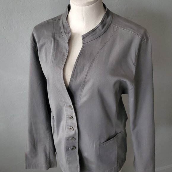 Eileen Fisher Utility Style Jacket/ Collarless Blazer/ Size L - Picture 2 of 11